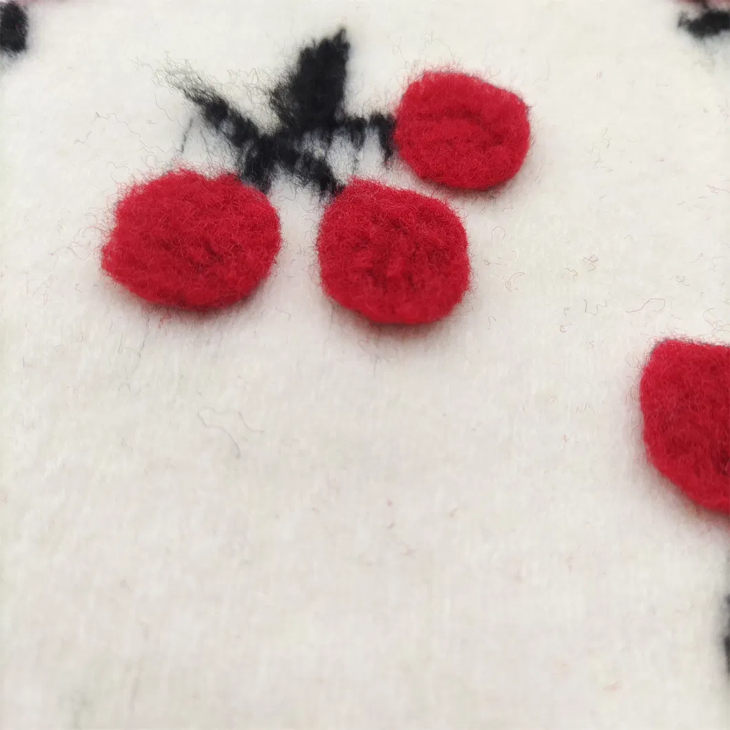 3D Needle-Punched Jacquard Fabric of Cherry Lamb Cashmere for Garment Fabric