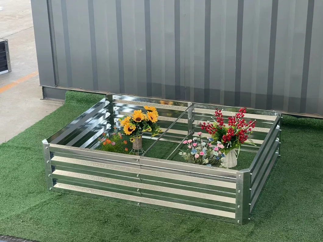 Rectangle Outdoor Galvanized Metal Raised Garden Flower Bed
